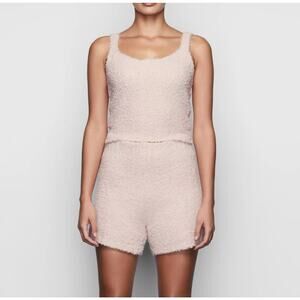 NWT Skims Cozy Knit Sherpa Dusk Pink Shorts Tank Set Comfort Lounge Women's S/M
